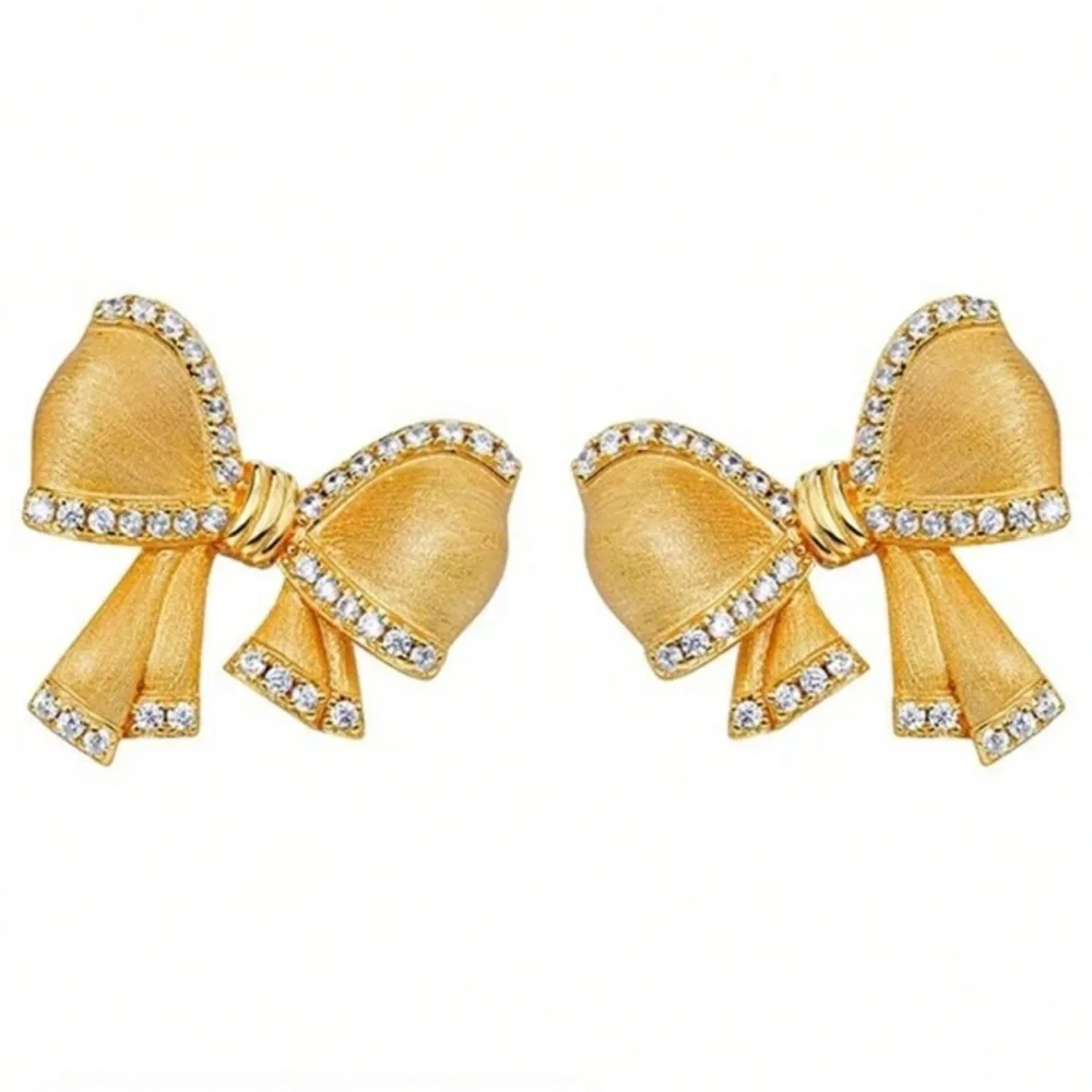 🌹Sale, 2 for $50 on all gold plated🌹 18k gold plated Elegant Gold Bow Earrings - Picture 5 of 6